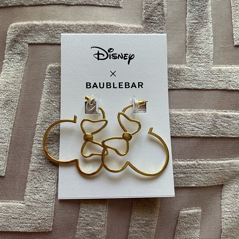 BaubleBar Gold Minnie Mouse Earrings